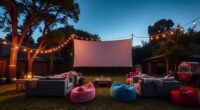 backyard summer movie setup