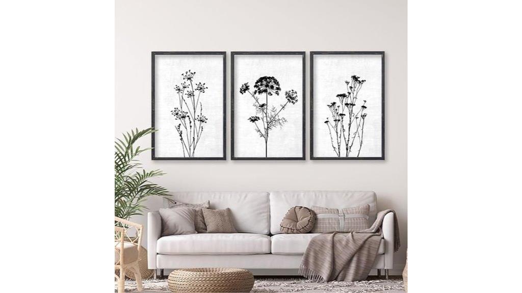 black and white botanical decor