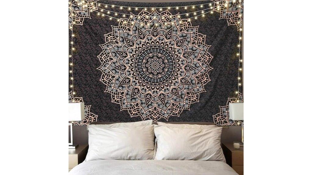 black mandala psychedelic tapestry