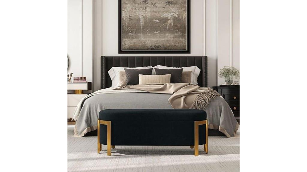 black velvet ottoman bench