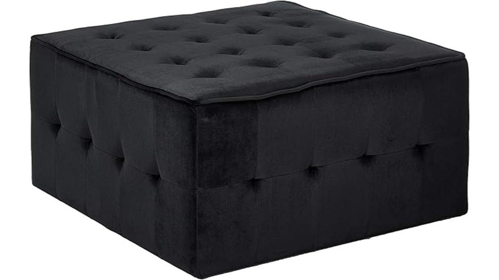 black velvet tufted ottoman
