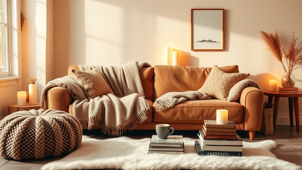 candles textiles cozy ambiance