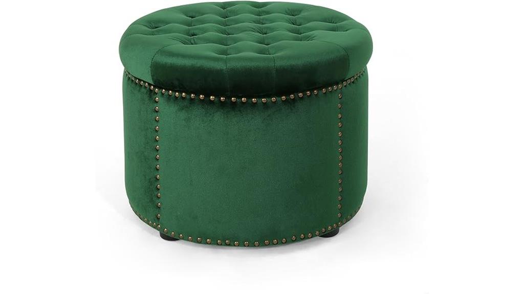 emerald velvet tufted ottoman