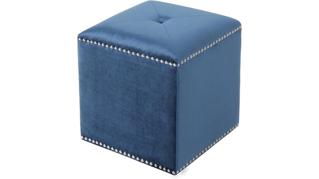 glam cobalt velvet ottoman