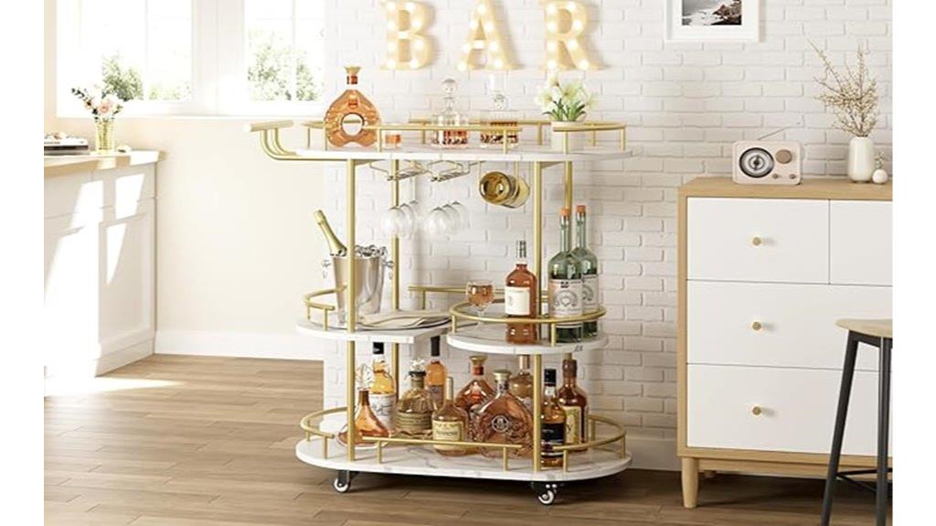 gold 3 tier rotating cart