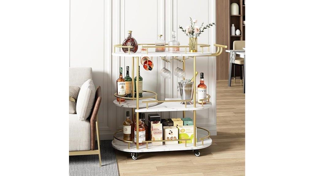 gold bar cart shelving