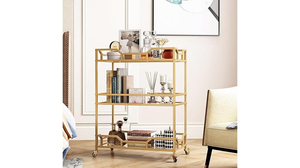 gold square cart shelves