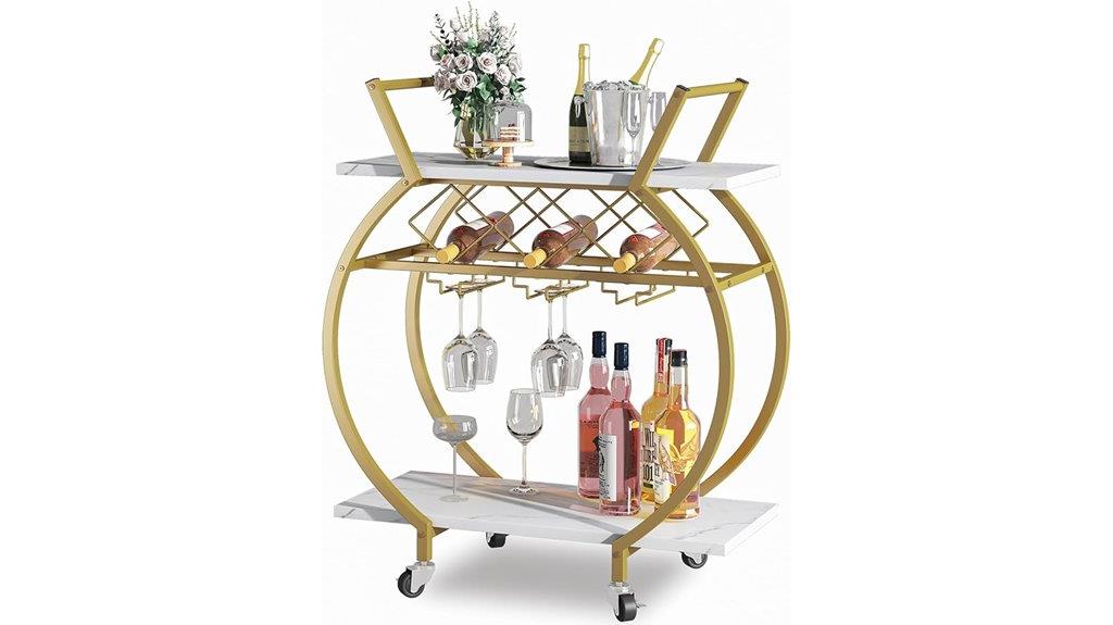 gold toned 2 tier serving cart