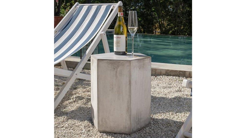 hexagon grey concrete table