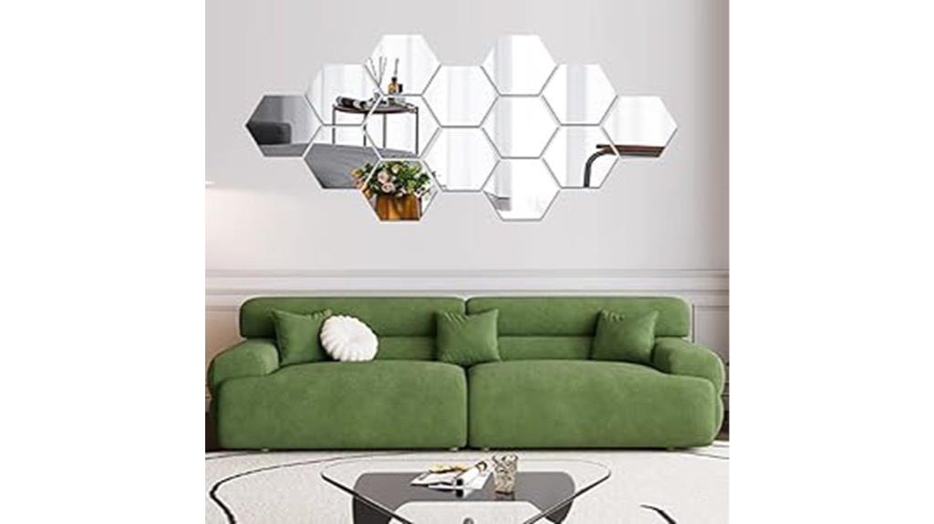 hexagon mirror wall decals