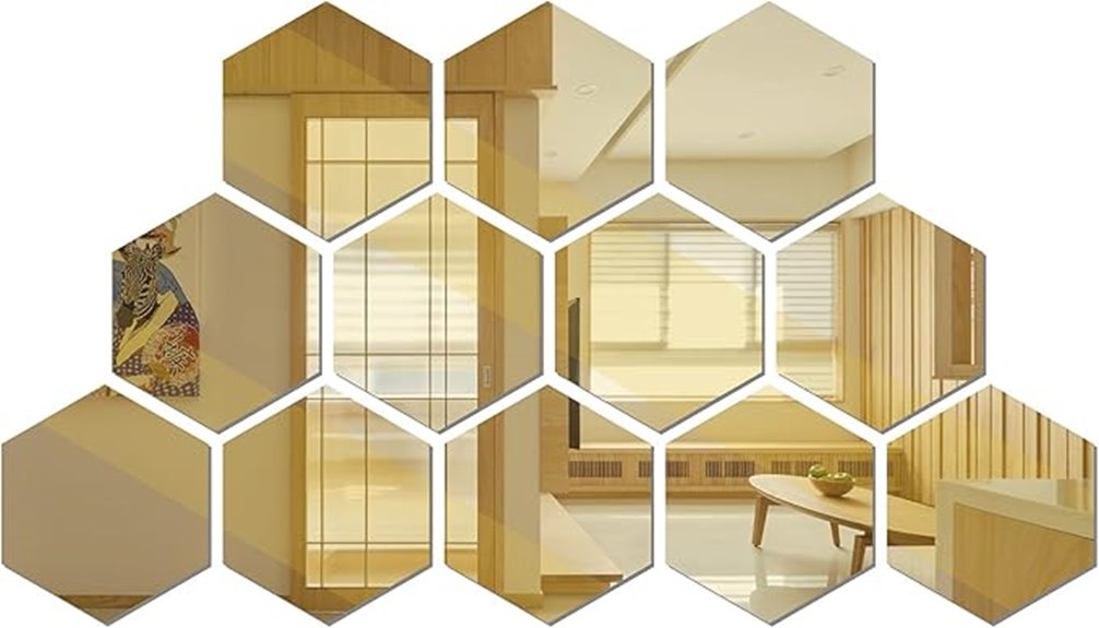 hexagon wall mirror set