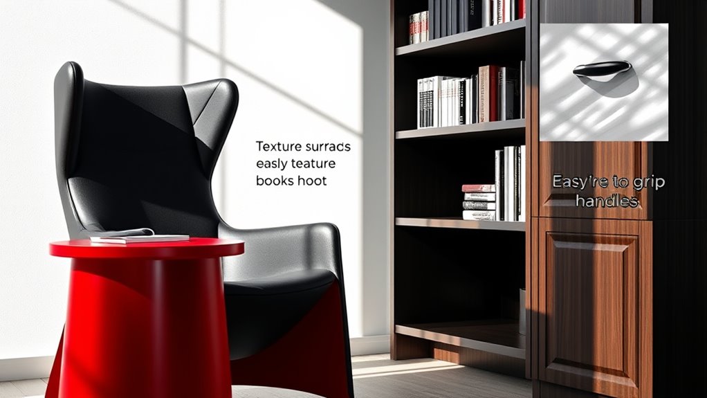 high contrast tactile stable furniture