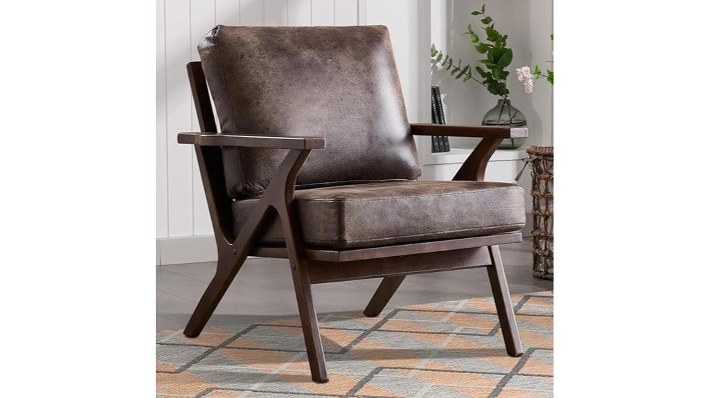 mid century wood leather