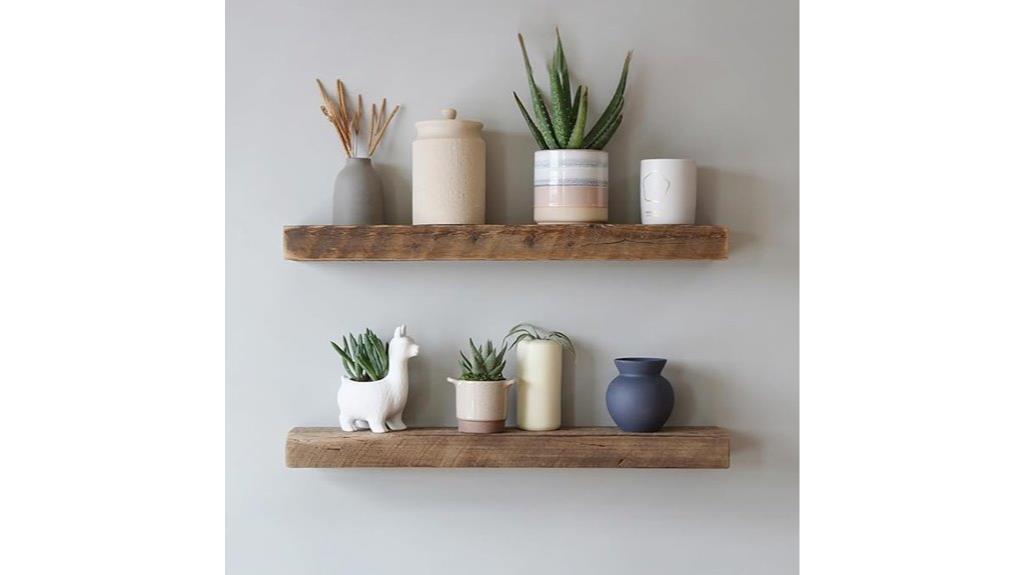 rustic barnwood floating shelves