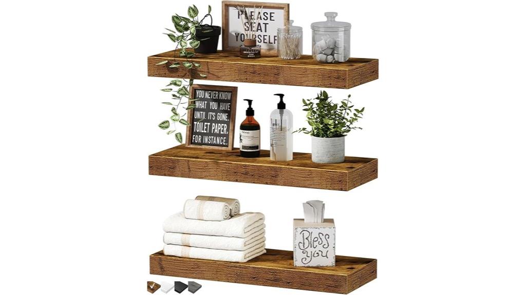 rustic brown wall shelves