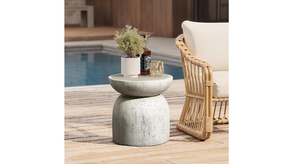 rustic concrete small side table