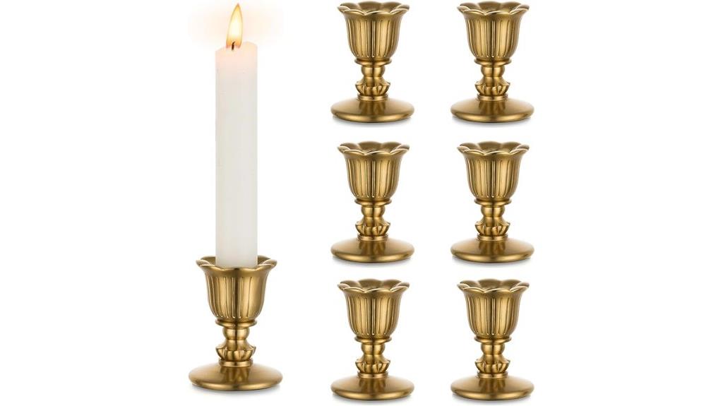 set of six vintage brass candlesticks