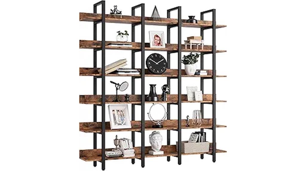 triple wide 6 tier bookcase