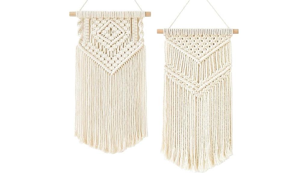 two macrame wall hangings