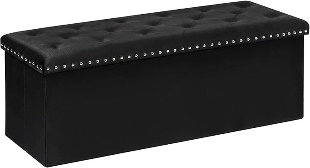 velvet storage ottoman bench