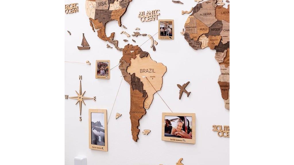wooden 3d map wall art