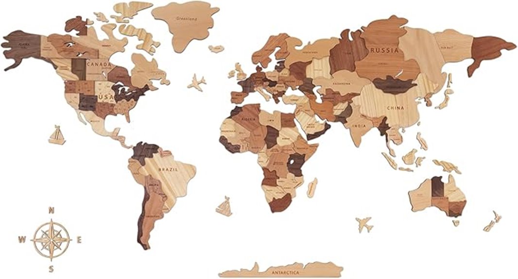 wooden 3d map wall art