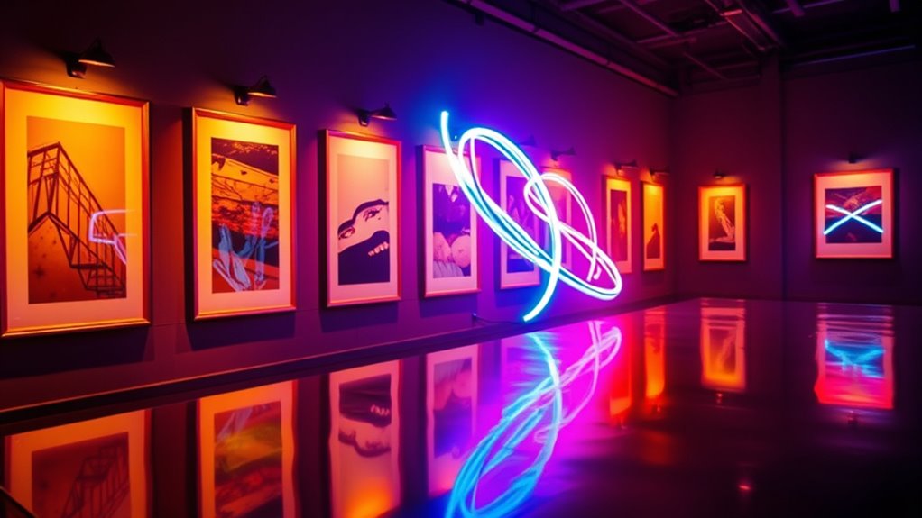 led lighting enhances artwork