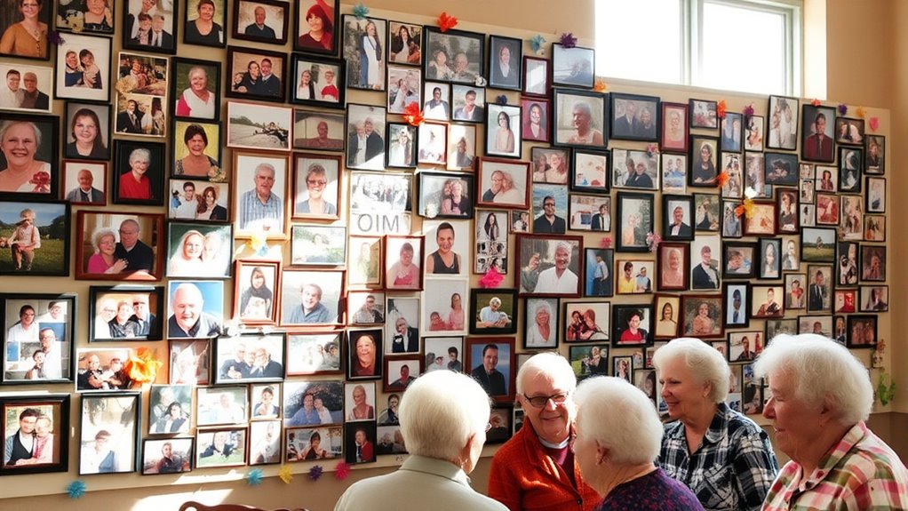 senior photo memory wall