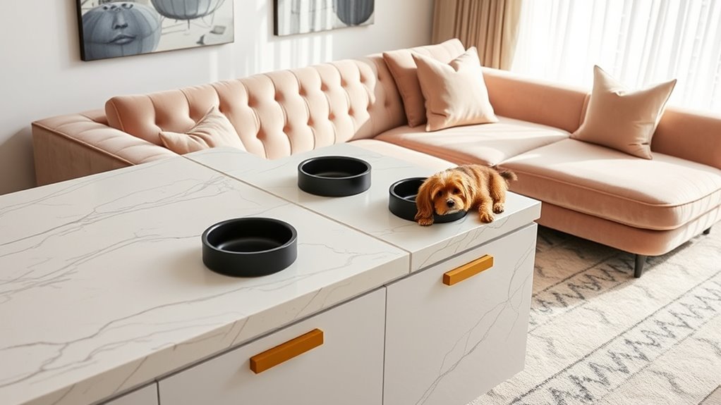 stylish pet feeding decor