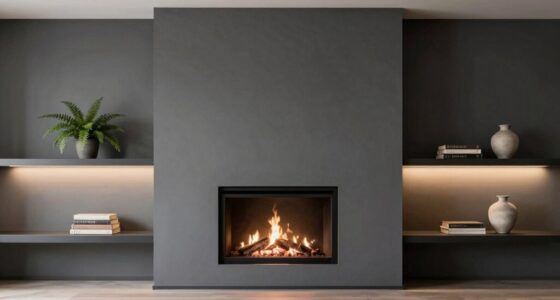 cozy clutter free fireplace styling