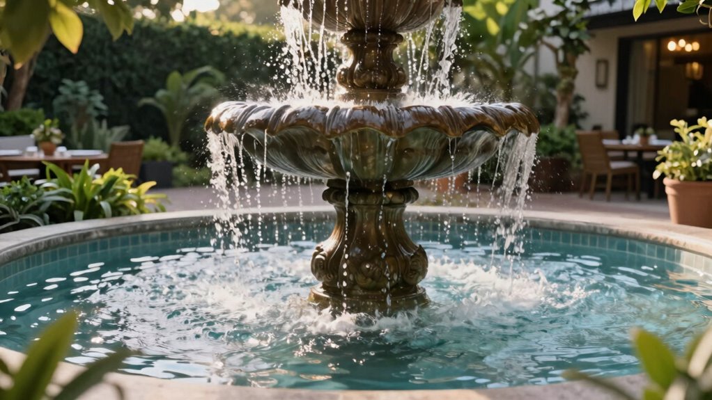 fountain enhances peaceful outdoor space