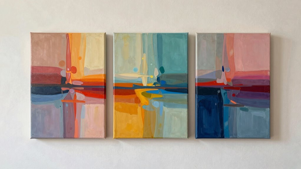 hang triptych at eye level