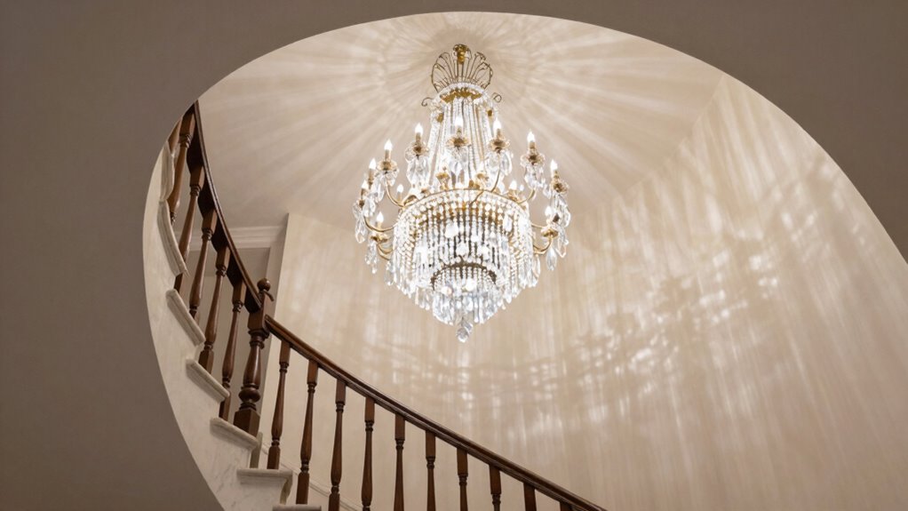 optimal stairway chandelier height