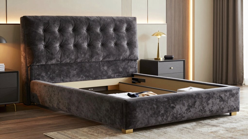 top queen upholstered storage beds