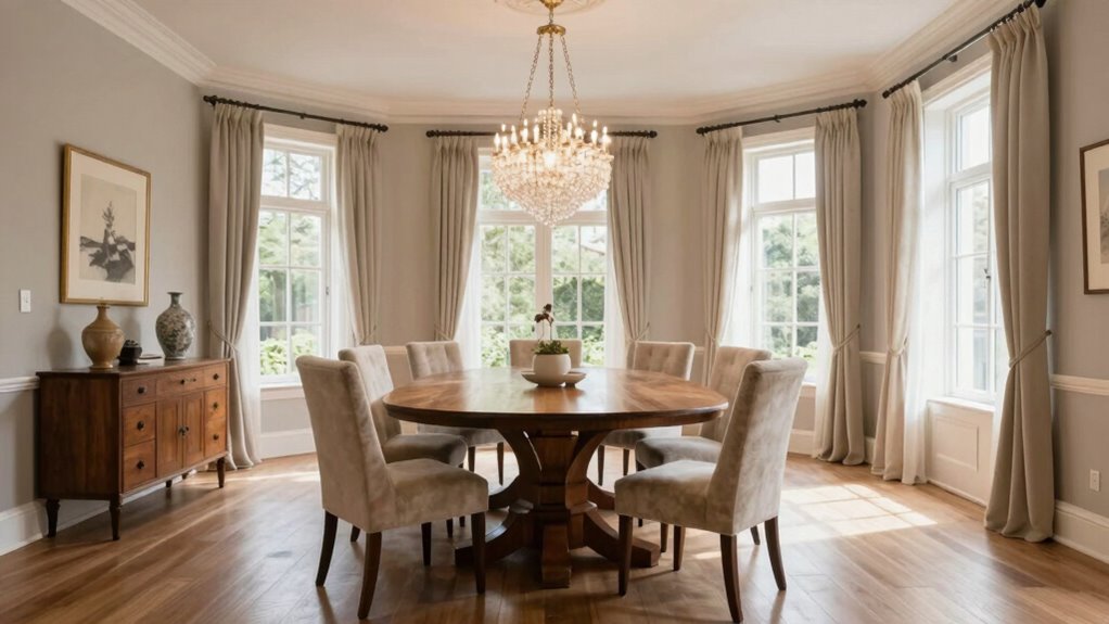 layered lighting and seating arrangement