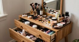 overcrowded vanity area layout