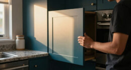 Dark Teal Cabinets Completely Changed This Dark, Dreary Kitchen