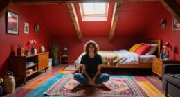 A Plain Attic Bedroom Is Now A “Little Jewel Box” After A Colorful Redo