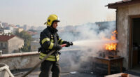 Fire Erupts On Roof Of Ankara Building
