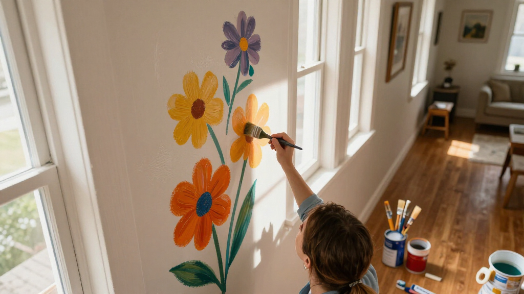 Her Sister Painted Flowers On Her Hallway Walls — Now It’s A Colorful Escape